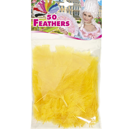 Widmann SRL zakje met 50 veertjes geel