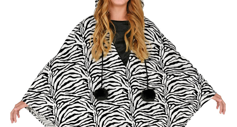 Widmann SRL Zebra poncho kinderen met muts