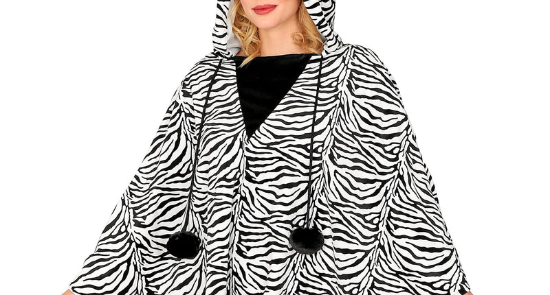 Widmann SRL Zebra poncho volwassenen met muts