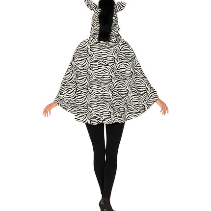 Widmann SRL Zebra poncho volwassenen met muts
