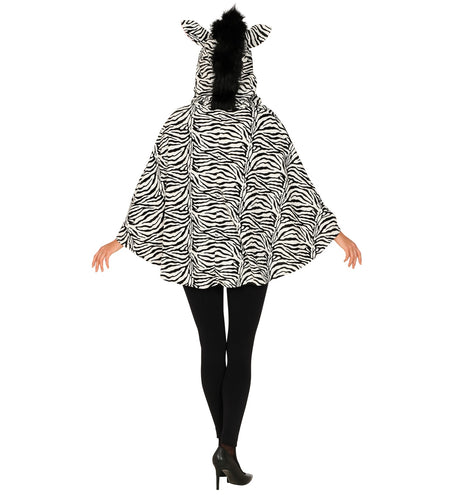 Widmann SRL Zebra poncho volwassenen met muts
