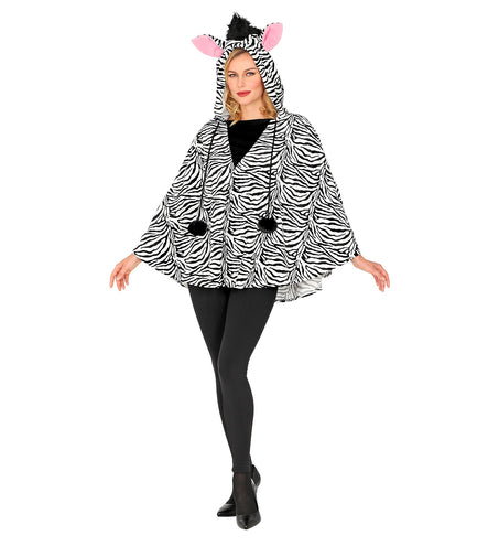 Widmann SRL Zebra poncho volwassenen met muts