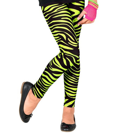 Widmann SRL Zebraprint legging kinderen neon groen