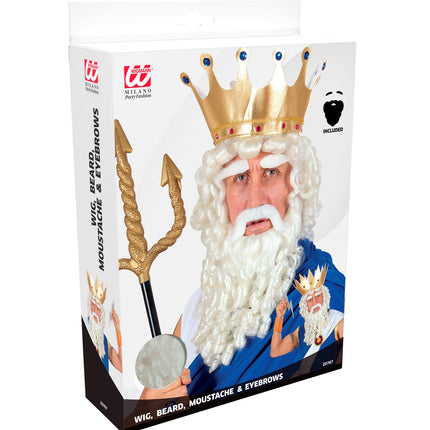 Widmann SRL Zeus pruik Olympische god compleet