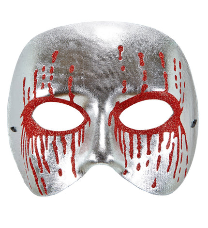 Widmann SRL Zilver metallic psychomasker met bloedende ogen