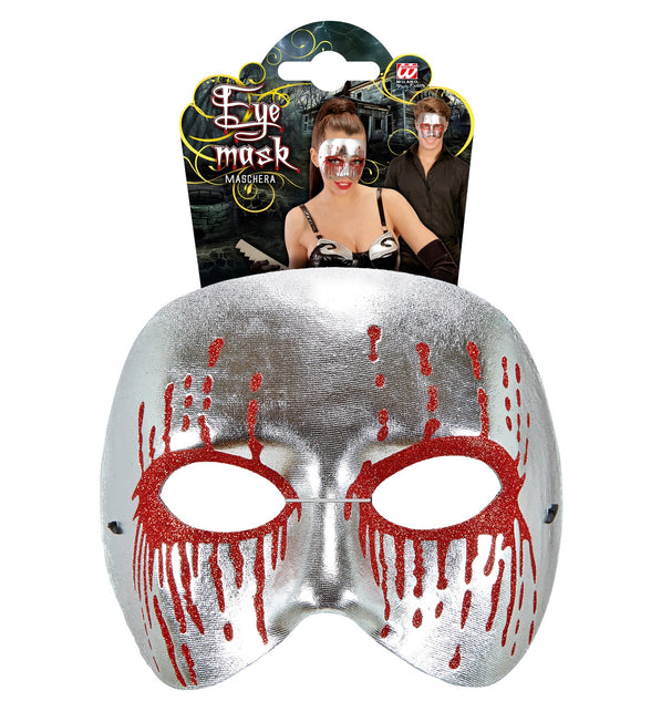 Widmann SRL Zilver metallic psychomasker met bloedende ogen