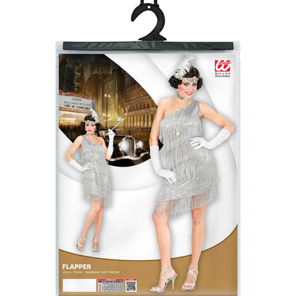 Widmann SRL Zilveren Charleston jurkje voor party's