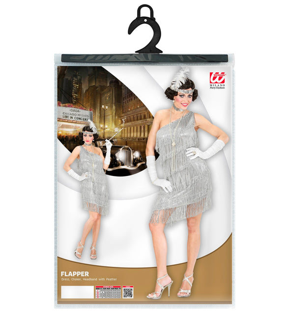 Widmann SRL Zilveren Charleston jurkje voor party's