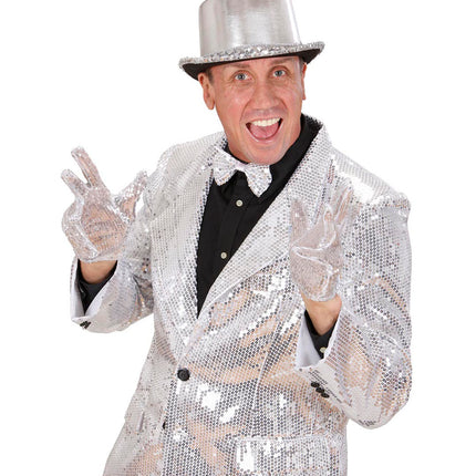 Widmann SRL Zilveren glitter handschoenen met pailletten