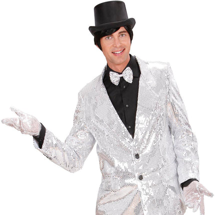 Widmann SRL Zilveren glitter handschoenen met pailletten