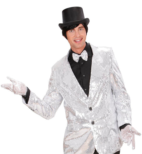 Widmann SRL Zilveren glitter handschoenen met pailletten