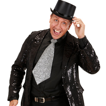 Widmann SRL Zilveren glitter stropdas