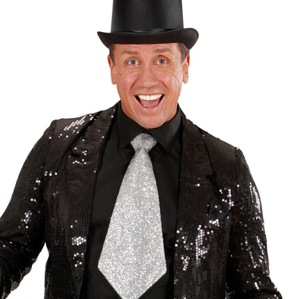 Widmann SRL Zilveren glitter stropdas