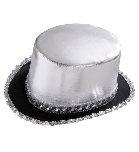 Widmann SRL Zilveren hoge hoed met pailletten beslag