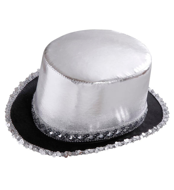 Widmann SRL Zilveren hoge hoed met pailletten beslag