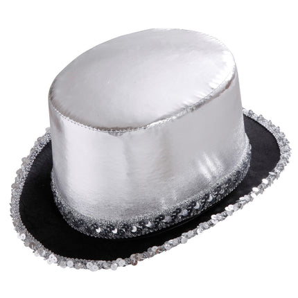 Widmann SRL Zilveren hoge hoed met pailletten beslag