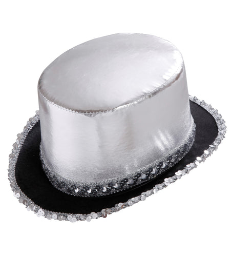 Widmann SRL Zilveren hoge hoed met pailletten beslag