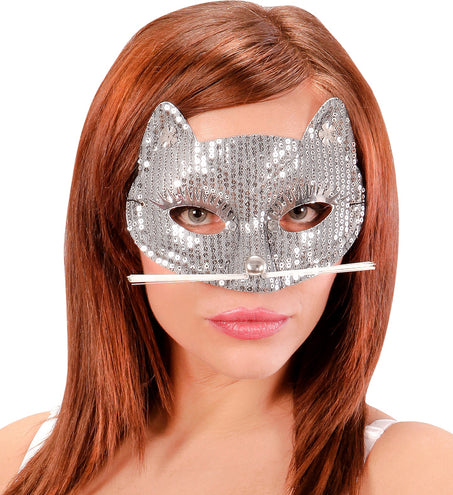 Widmann SRL Zilveren kater oogmaskers