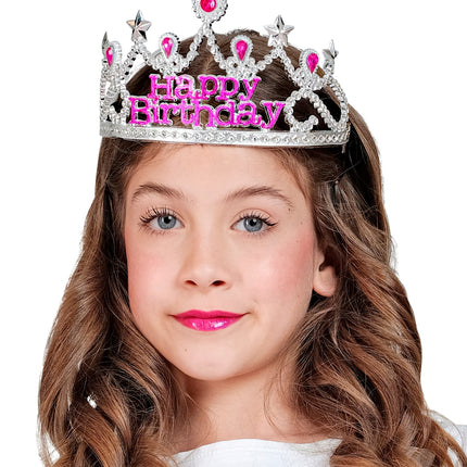 Widmann SRL Zilveren tiara happy birthday Felicia