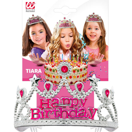 Widmann SRL Zilveren tiara happy birthday Felicia