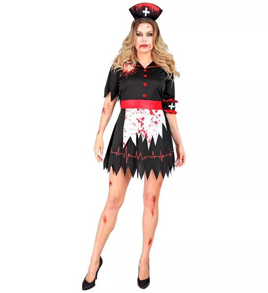Widmann SRL Zombie verpleegster zwart kostuum Evi dames