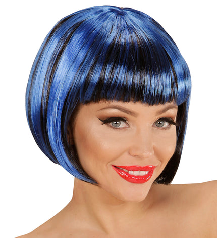 Widmann SRL Zwart blauwe boblijn pruiken