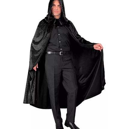 Widmann SRL Zwart fluwelen cape met kap 140cm Olivia