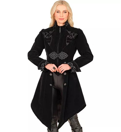 Widmann SRL Zwart fluwelen gothic jas dame Vera