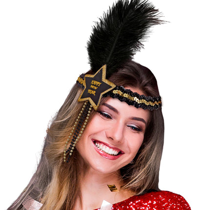 Widmann SRL Zwart gouden nieuwjaars haarbandjes