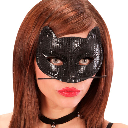 Widmann SRL Zwart katten oogmasker