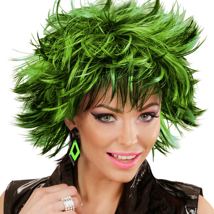 Widmann SRL Zwart met neon groene hippie oorbellen