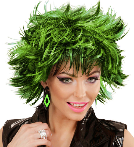 Widmann SRL Zwart met neon groene hippie oorbellen