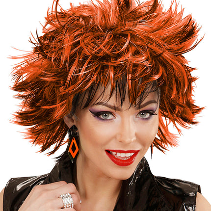 Widmann SRL Zwart met neon oranje hippie oorbellen