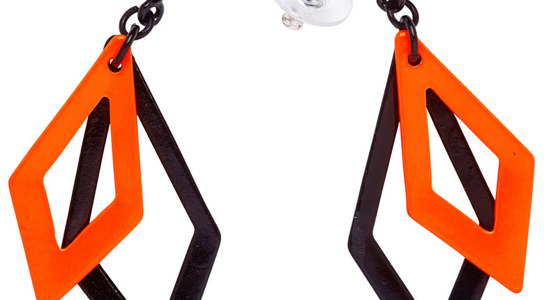 Widmann SRL Zwart met neon oranje hippie oorbellen