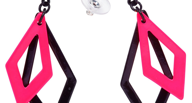 Widmann SRL Zwart met neon roze hippie oorbellen