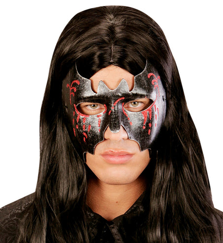 Widmann SRL Zwart metallic vleermuis masker voor vampierpakken