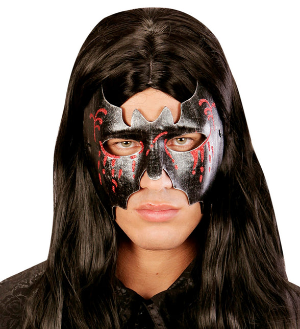 Widmann SRL Zwart metallic vleermuis masker voor vampierpakken
