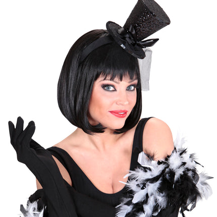 Widmann SRL Zwart mini hoge hoed op haarband