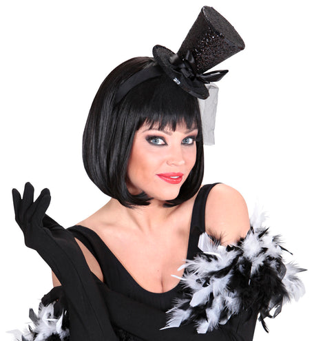 Widmann SRL Zwart mini hoge hoed op haarband