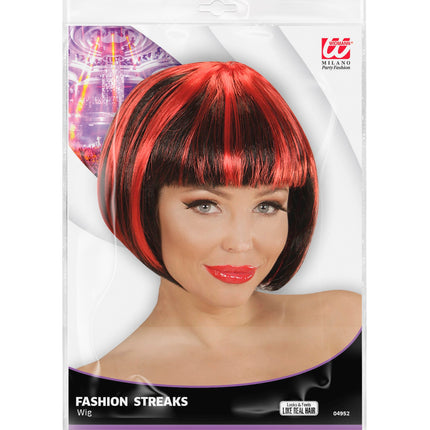 Widmann SRL Zwart rode boblijn pruiken