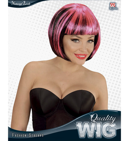 Widmann SRL Zwart roze boblijn pruiken