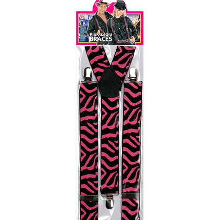 Widmann SRL Zwart-roze bretel zebra motief