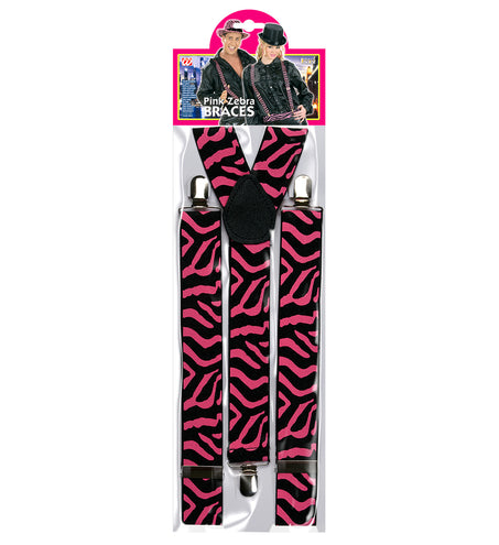 Widmann SRL Zwart-roze bretel zebra motief