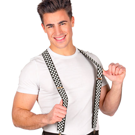 Widmann SRL Zwart wit geblokte bretels luxe