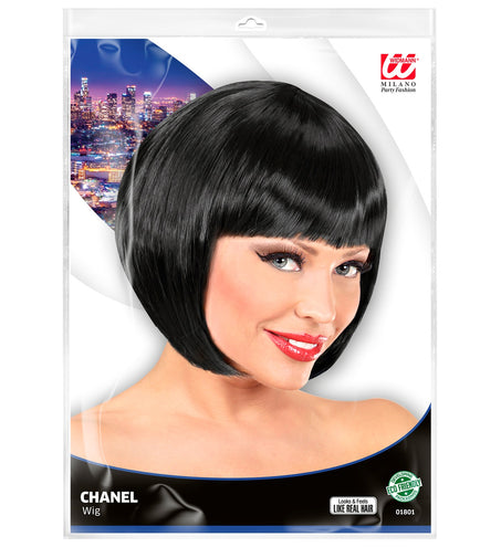 Widmann SRL Zwarte boblijn pruik dame