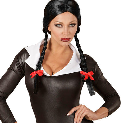 Widmann SRL Zwarte Diva pruik met vlechten voor dames