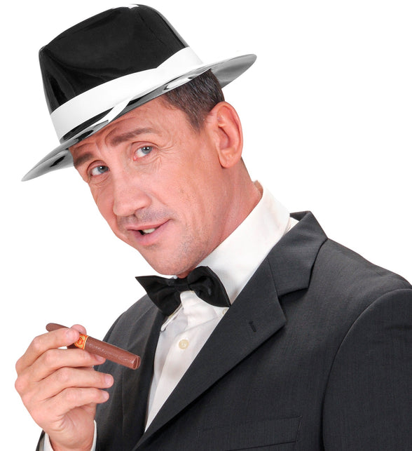 Widmann SRL Zwarte gangster hoed Al Capone plastic