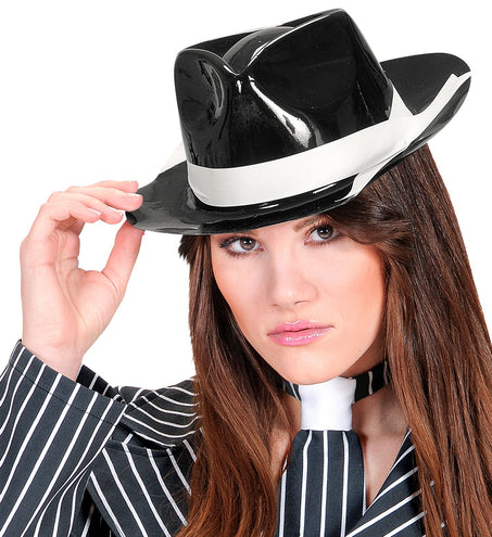 Widmann SRL Zwarte gangster hoed Al Capone plastic