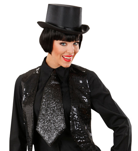 Widmann SRL Zwarte glitter stropdas