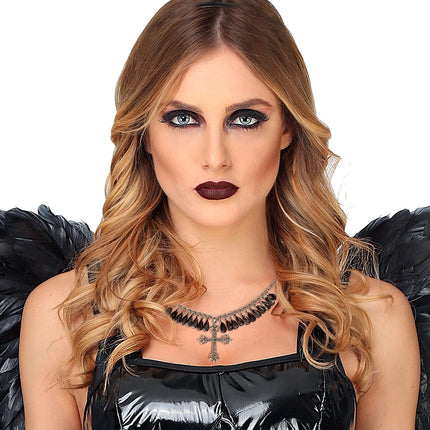 Widmann SRL Zwarte gothic ketting met kruis